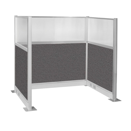Versare Pre-Configured Hush Panel Electric Cubicle (U Shape) 6' x 4' W/ Window Charcoal Gray Fabric 1859355